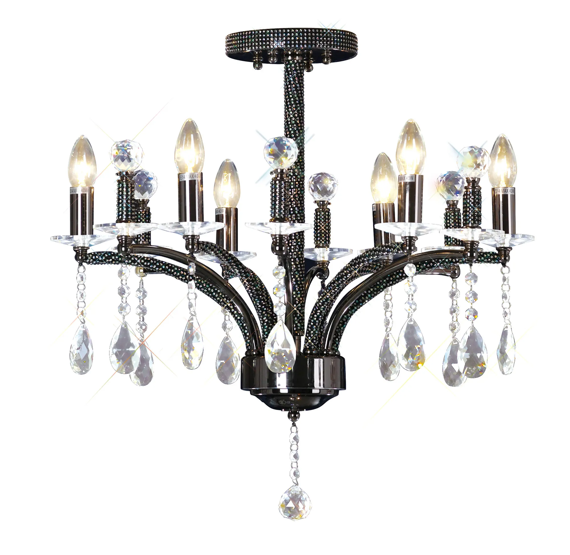 Fiore Crystal Pendant 6 Light Black Chrome IL30366  Diyas Fiore
